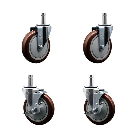 Service Caster Regency 460EC26 EC-26 5'' Replacement Caster Set with Brakes, 4PK REG-GR20S514-PPUB-MRN-845-2-TLB-2